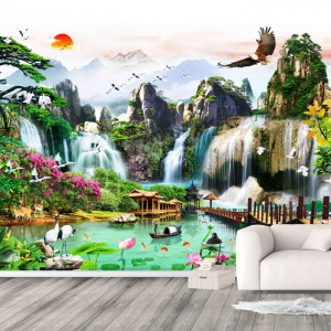 Fototapet 3D Cascada In Peisaj Tropical WTF95