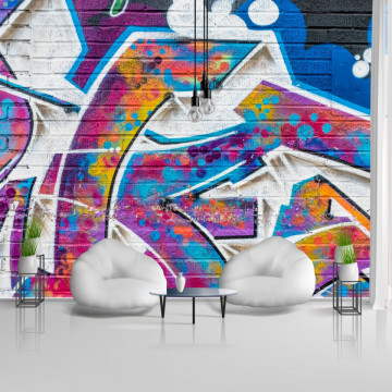 Fototapet Zidarie cu Desen Graffiti ADF27