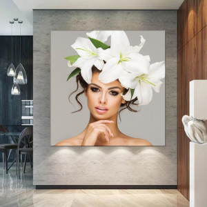 Tablou Canvas Beauty Femeie cu Crini Albi ALLFB33