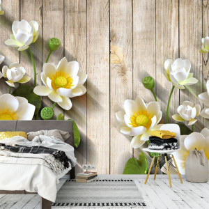 Fototapet 3D Flori de Lotus Albe OPOS43