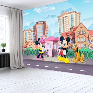 Fototapet Mickey si Minnie in Orasul Colorat CG29