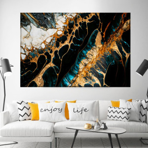 Tablou Canvas Arta Abstracta Gold & Black Marm ATF71