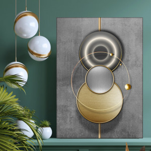 Tablou Canvas Cercuri Aurii Abstracte MLL29