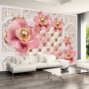 Fototapet 3D Flori Roz cu Rubine BES301