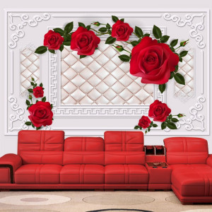 Fototapet 3D Trandafiri Rosii cu Fundal Royal BES96
