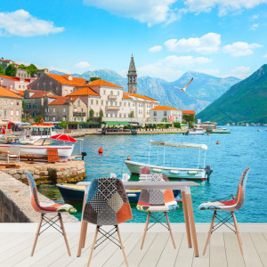 Fototapet Oraș Istoric Perast la Golful Kotor Vara, Muntenegru PADR1F
