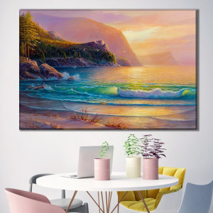Tablou Canvas Peisaj de Mare cu Munte TPP2
