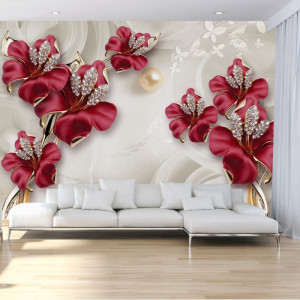 Fototapet 3D Flori Rosii Bijuterii De Perete OPON24