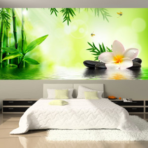 Fototapet Floare Cu Pietre Spa Si Bambus OPO39