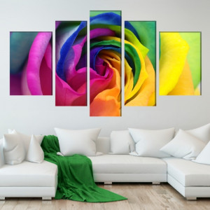 Multicanvas 5 Piese Trandafir Multicolor ROS6