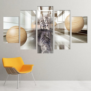 Multicanvas Pisic Printre Sfere cu Reflexie Tigru ATGR100