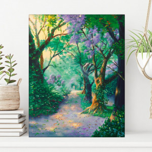 Tablou Canvas Jim Warren, Alee Prin Padurea cu Flori Violet RJW3