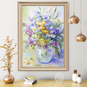 Tablou Vaza cu Flori de Camp, Canvas+Rama BGF20