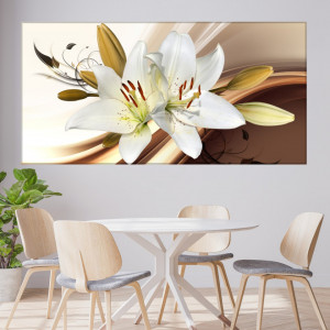 Tablou Canvas Crini Albi cu Fundal Crem-Ciocolatiu OPOS120