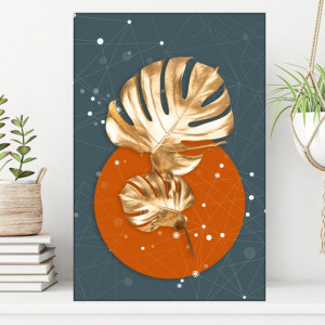 Tablou Canvas Decorativ Frunze Aurii ILM19