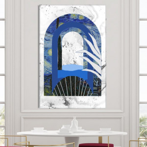 Tablou Canvas Ilustratie Mix Abstract-Modern Noapte Instelata Van Gogh VVG25D