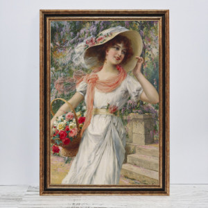 Tablou Emile Vernon, Doamna cu Flori, Canvas+Rama RDV68