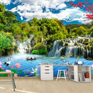 Fototapet 3D Cascada in Peisaj de Primavara OPO5331