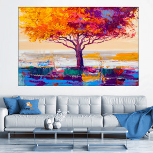 Tablou Canvas Arborele Abstract in Curcubeu de Culori TPP46