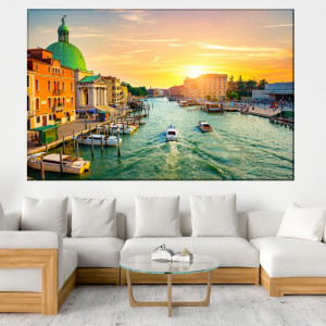 Tablou Vaporeto pe Canal in Venetia la Apus, PADR12