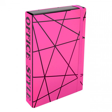Cutie Lejla pentru depozitat documente, 35x24x5 cm, prindere cu elastic, model cu diverse forme, roz