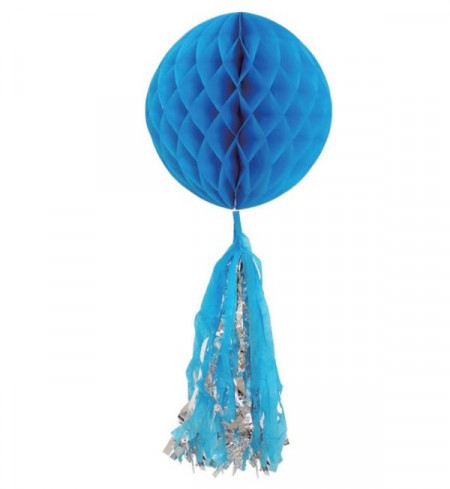 Globulet pentru petrecere Lejla, din hartie, cu franjuri, albastru, 25 cm