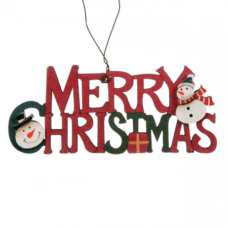 Decoratiune din lemn, Lejla pentru bradut, Merry Christmas, 13cm