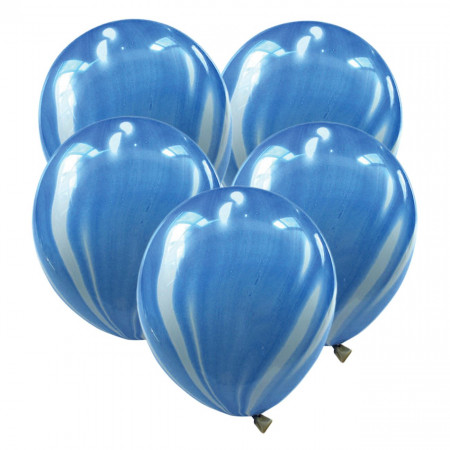 Set 10 de baloane, Lejla, Acadele alb/albastre, dimensiune 30 cm