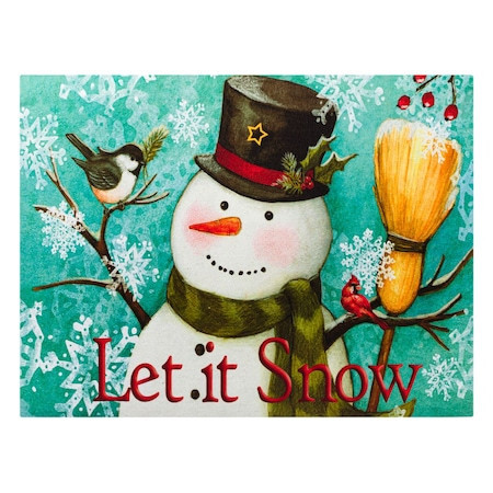 Covoras intrare textil de Craciun, cu mesaj "Let it Snow", multicolor, 60 x 40 cm
