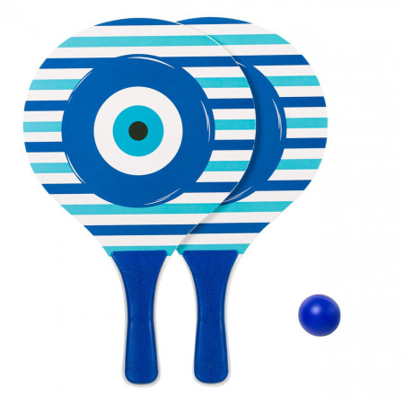 Set 2 rachete si minge, Lejla catchball, model ochi albastru