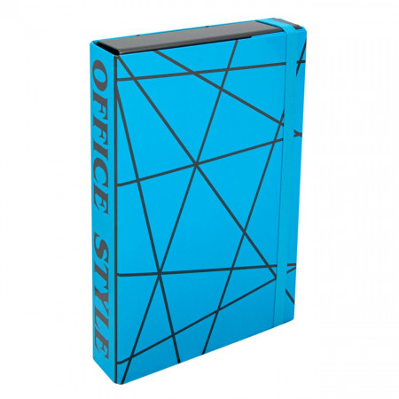 Cutie Lejla pentru depozitat documente, 35x24x5 cm, prindere cu elastic, model cu diverse forme, albastru