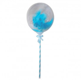 Balon transparent, Lejla, cu pene albastre, 13 cm