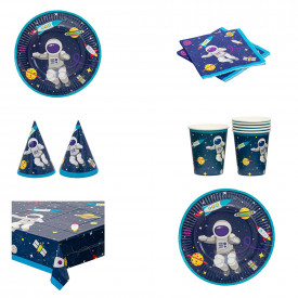 Set accesorii pentru petrecere, Lejla Astronaut pahare, farfurii, servele, fata de masa, coifuri