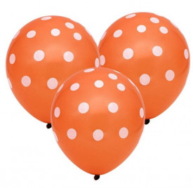Set 10 baloane, Lejla, portocali cu buline, dimensiune 30 cm