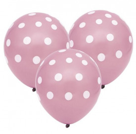 Set 20 de baloane, Lejla, roz cu buline, dimensiune 30 cm