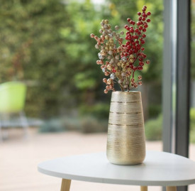Vaza decorativa din ceramica, cu design linii aurii 11x25 cm