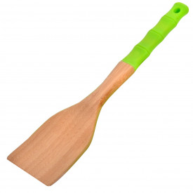 Spatul din lemn, Lejla cu maner din silicon, verde, 30 cm