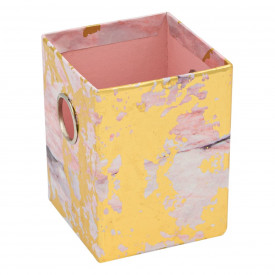 Suport pentru pixuri/creioane, Lejla model marmura, roz-auriu, 8×11 cm