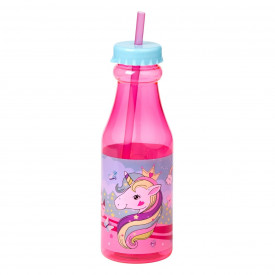Sticla pentru copii, Lejla cu pai, Unicorn, 500 ml