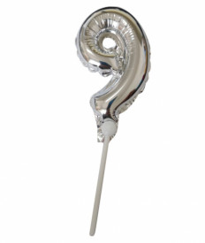 Balon folie, Lejla, cu agrafa, cifra 9, argintiu, dimensiune 15 cm