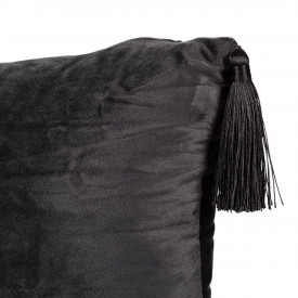 Perna decorativa, Lejla dreptunghiulara, cu ciucuri, 60×25 cm, neagra