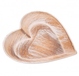 Platou decorativ, Lejla din lemn, in forma de inima, 25×24 cm
