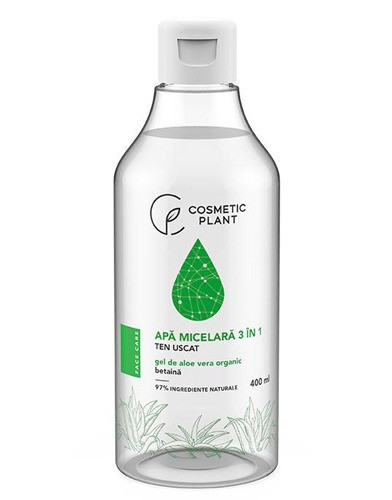 Apa micelara 3 în 1 cu gel de aloe vera organic & betaina, 400ml, Cosmetic Plant