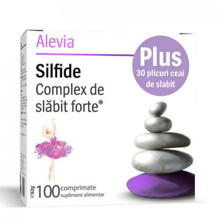Complex de slabit forte (SILFIDE), 100 comprimate + Ceai de slabit, 30 plicuri, Alevia