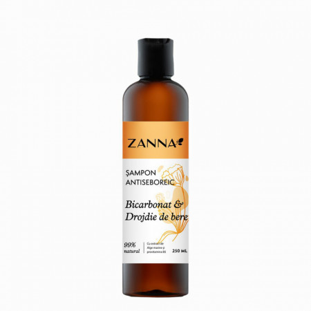 Sampon Antiseboreic cu Bicarbonat si Drojdie de bere, 250ml, Zanna