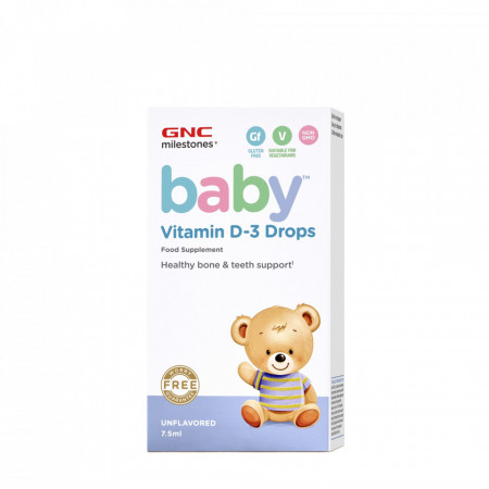 Vitamina D3 naturala 100% din Lanolina, picaturi pentru bebelusi, 7.5ml, GNC