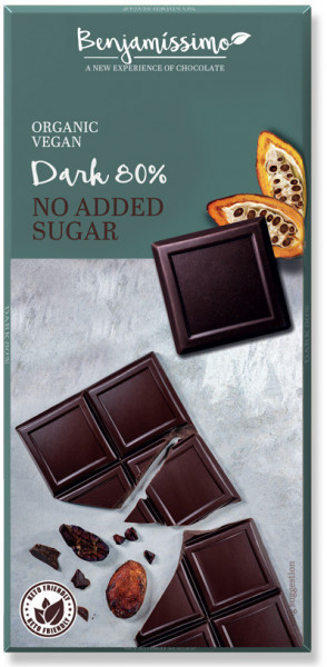 Ciocolata cu 80% cacao bio, 70g, Benjamissimo