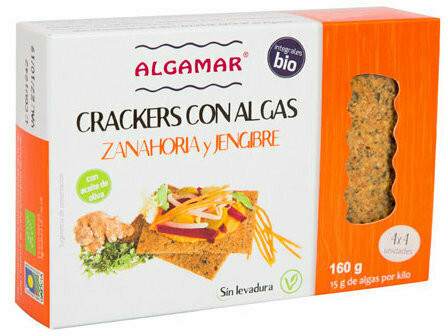 Crackers cu morcovi, ghimbir si alge marine bio 160g Algamar