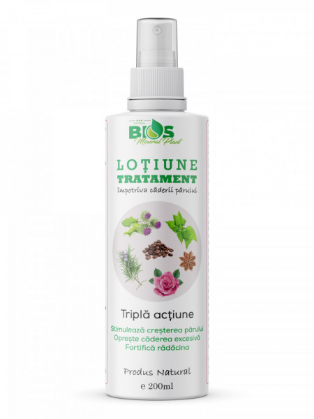 Lotiune tratament impotriva caderii parului tripla actiune, 200ml, Bios Mineral Plant