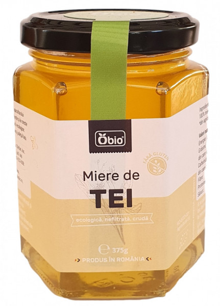 Miere de tei bio, cruda, nefiltrata, 375g Obio